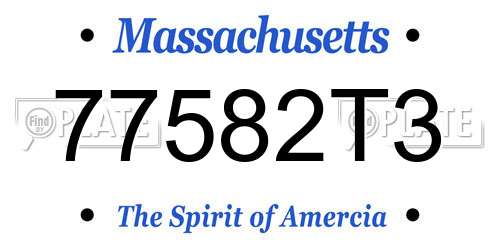 77582T3 Massachusetts License Plate