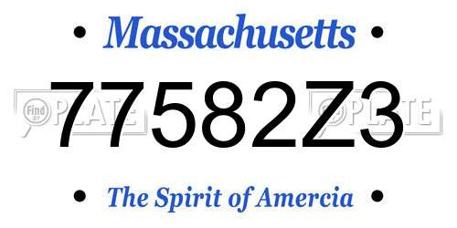 77582Z3 Massachusetts License Plate