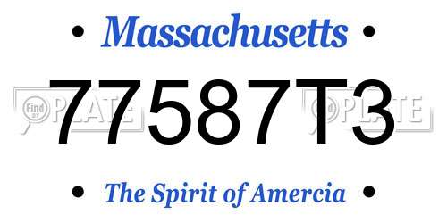 77587T3 Massachusetts License Plate