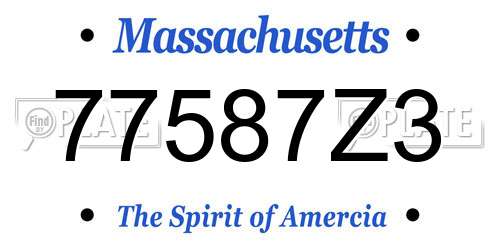 77587Z3 Massachusetts License Plate