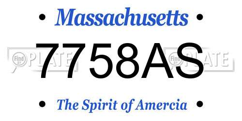 7758AS Massachusetts License Plate