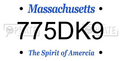 775DK9 Massachusetts License Plate