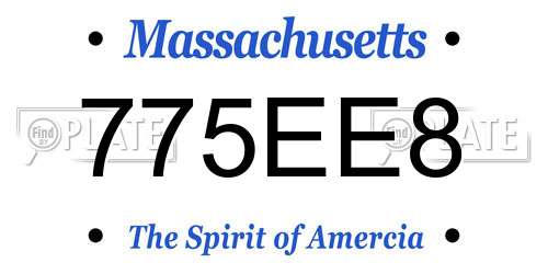 775EE8 Massachusetts License Plate