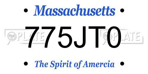 775JT0 Massachusetts License Plate