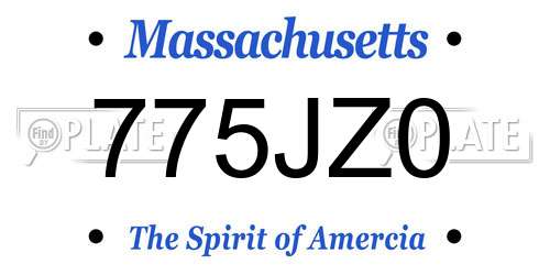 775JZ0 Massachusetts License Plate