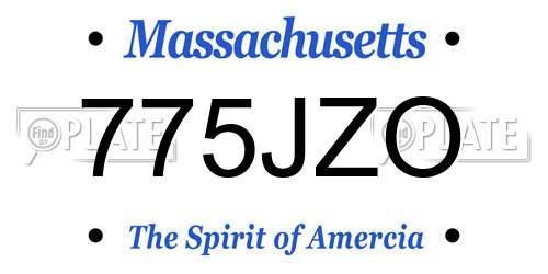 775JZO Massachusetts License Plate