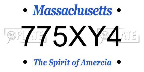 775XY4 Massachusetts License Plate