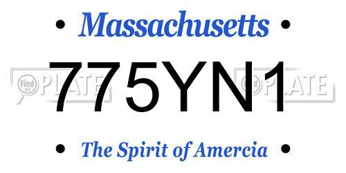 775YN1 Massachusetts License Plate