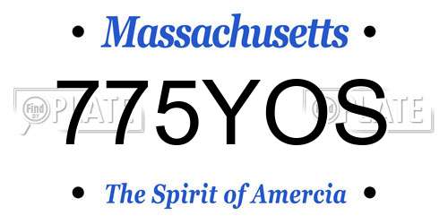 775YOS Massachusetts License Plate