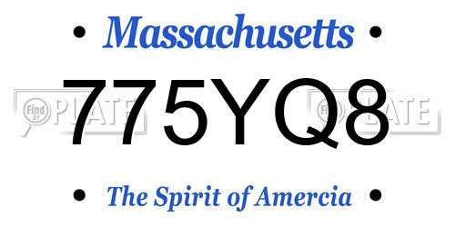 775YQ8 Massachusetts License Plate