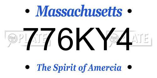 776KY4 Massachusetts License Plate