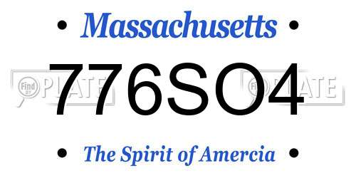 776SO4 Massachusetts License Plate