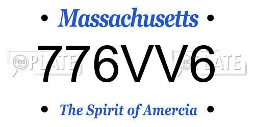 776VV6 Massachusetts License Plate