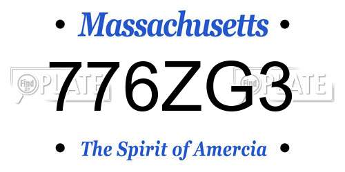 776ZG3 Massachusetts License Plate