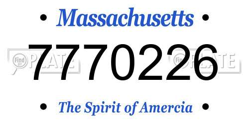 7770226 Massachusetts License Plate