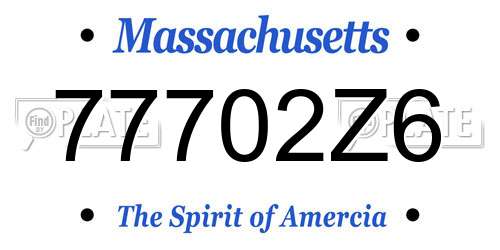 77702Z6 Massachusetts License Plate