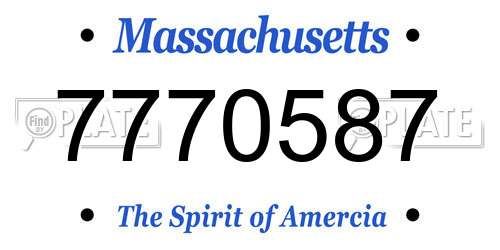 7770587 Massachusetts License Plate