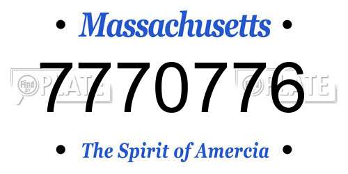 7770776 Massachusetts License Plate