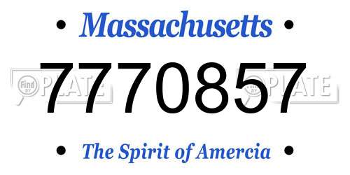 7770857 Massachusetts License Plate