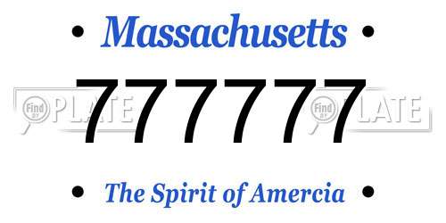 777777 Massachusetts License Plate
