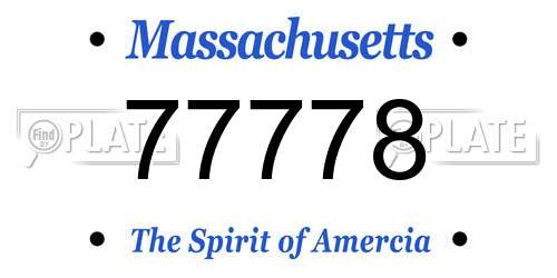 77778 Massachusetts License Plate