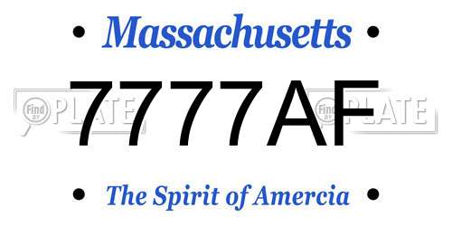 7777AF Massachusetts License Plate