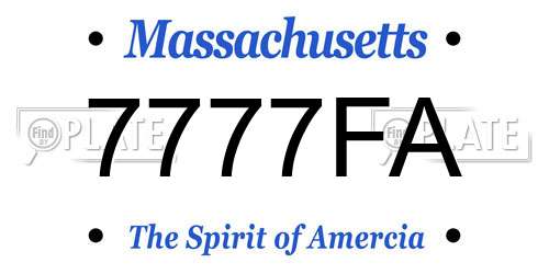 7777FA Massachusetts License Plate