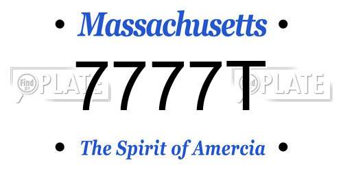 7777T Massachusetts License Plate