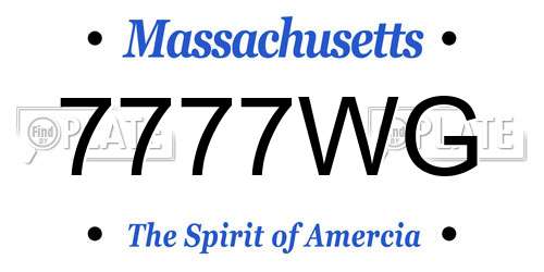 7777WG Massachusetts License Plate