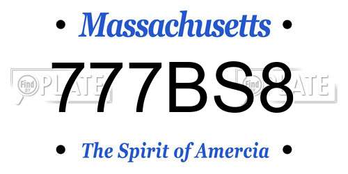777BS8 Massachusetts License Plate