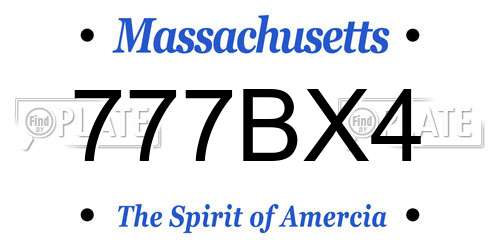 777BX4 Massachusetts License Plate