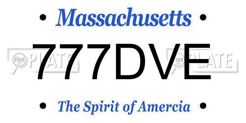 777DVE Massachusetts License Plate