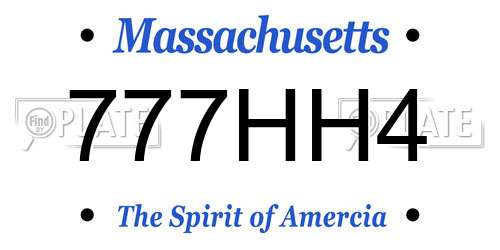 777HH4 Massachusetts License Plate
