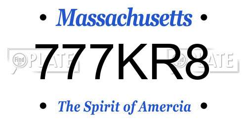 777KR8 Massachusetts License Plate