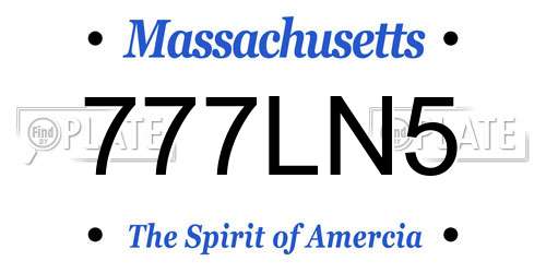 777LN5 Massachusetts License Plate