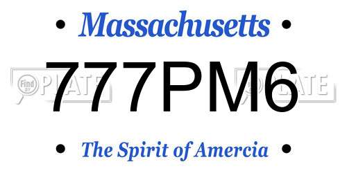777PM6 Massachusetts License Plate