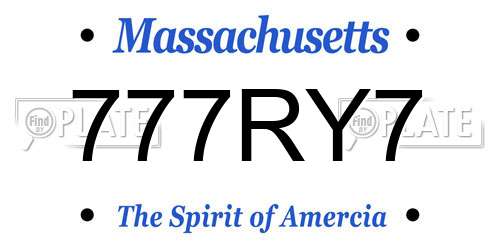 777RY7 Massachusetts License Plate