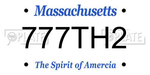 777TH2 Massachusetts License Plate