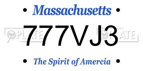 777VJ3 Massachusetts License Plate