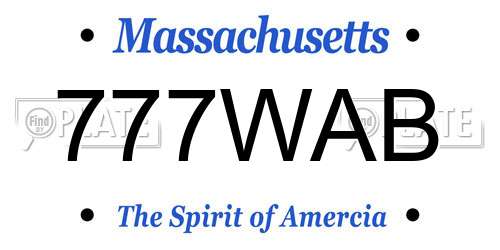 777WAB Massachusetts License Plate