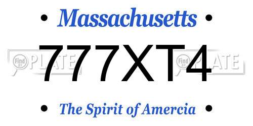 777XT4 Massachusetts License Plate