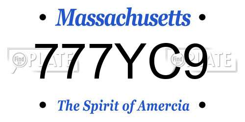 777YC9 Massachusetts License Plate
