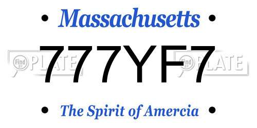 777YF7 Massachusetts License Plate