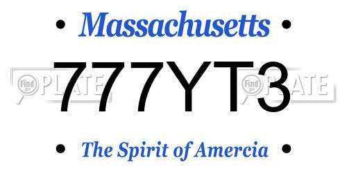 777YT3 Massachusetts License Plate