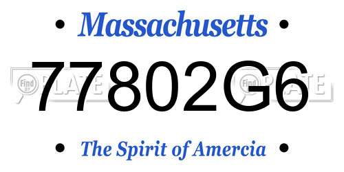 77802G6 Massachusetts License Plate