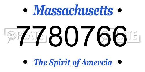7780766 Massachusetts License Plate