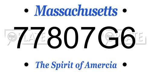 77807G6 Massachusetts License Plate