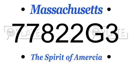 77822G3 Massachusetts License Plate