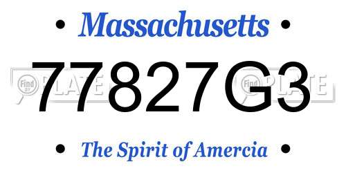 77827G3 Massachusetts License Plate