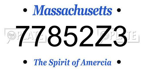 77852Z3 Massachusetts License Plate